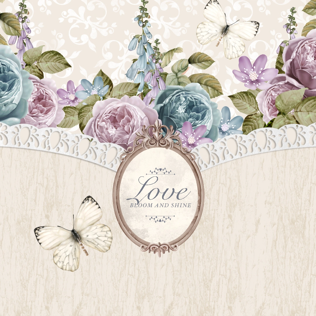 Lamina Decoupage Vintage Puntilla y Flores (436) 32 x 32 cm