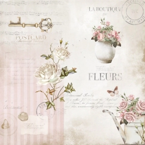 Lamina Decoupage Vintage Fleurs (434) 32 x 32 cm