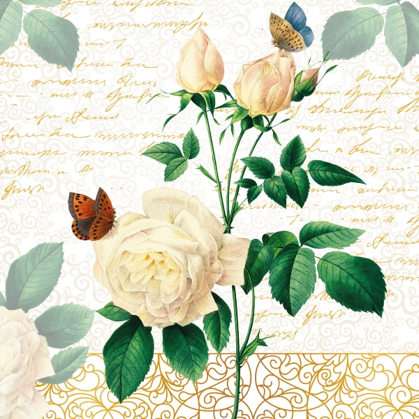 Servilleta Decoupage Rosa y encaje