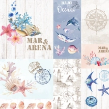 Lamina Decoupage Animales Mar y Arena (915) 32 x 32 cm